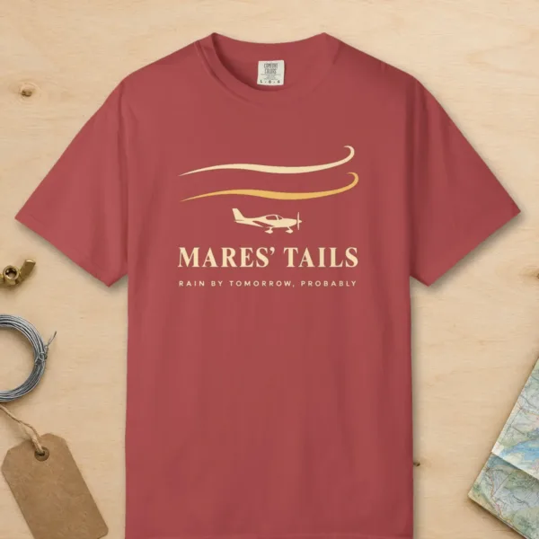 mares-tails-tee-crimson-front Mares' Tails Tee in Crimson, front view