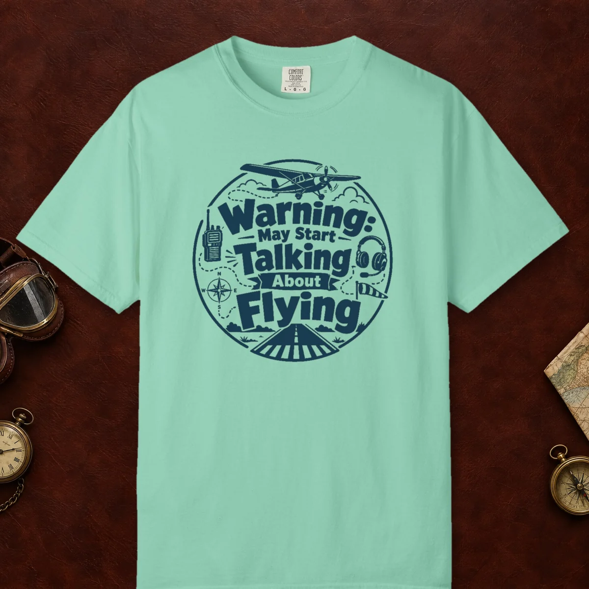 May Start Talking About Flying Roundel Tee in Island Reef, front view