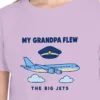 Close-up of the My Grandpa Flew design on the Orchid kids tee, Comfort Colors 9018 youth tee, with the neckline