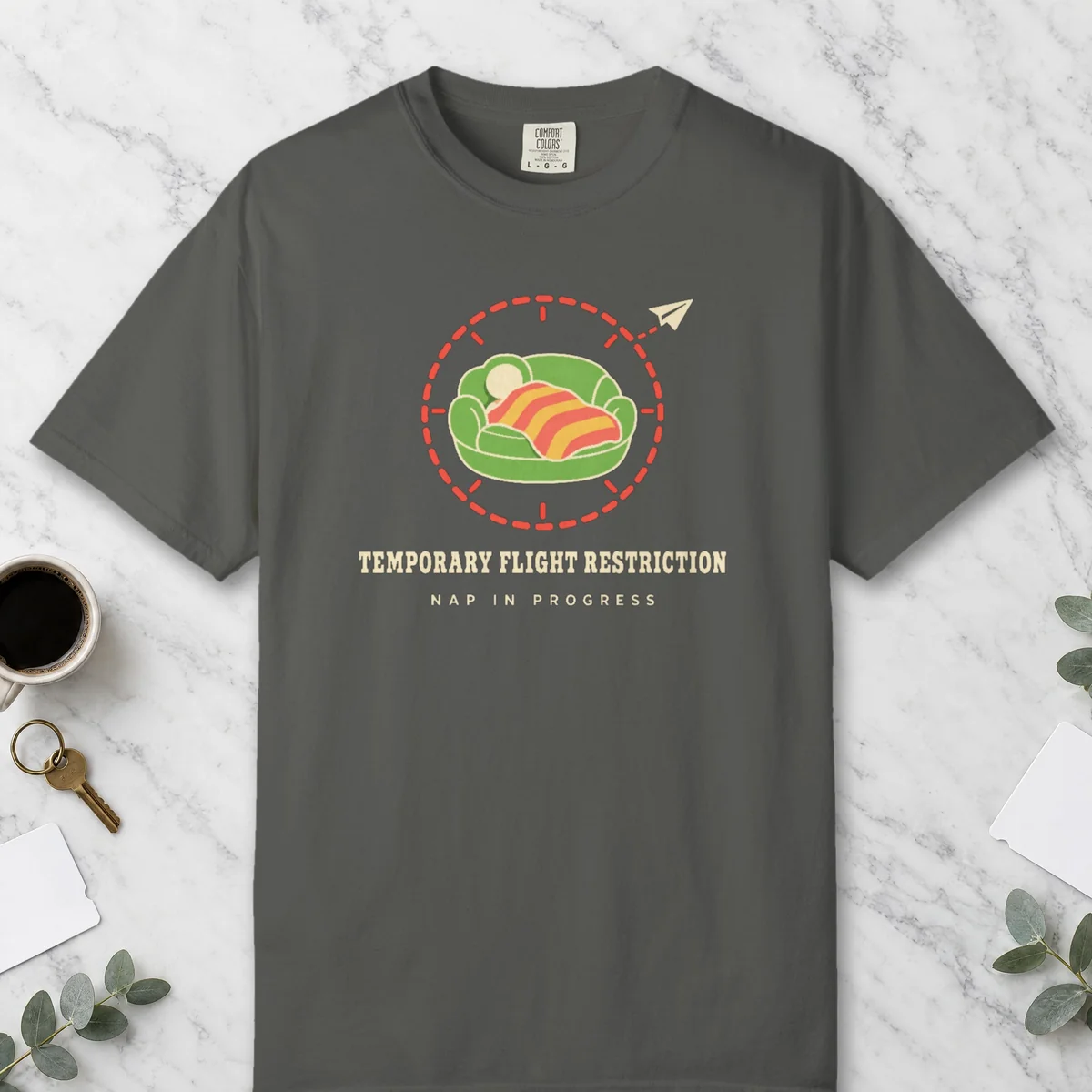 Nap in Progress Tee in Pepper, front view