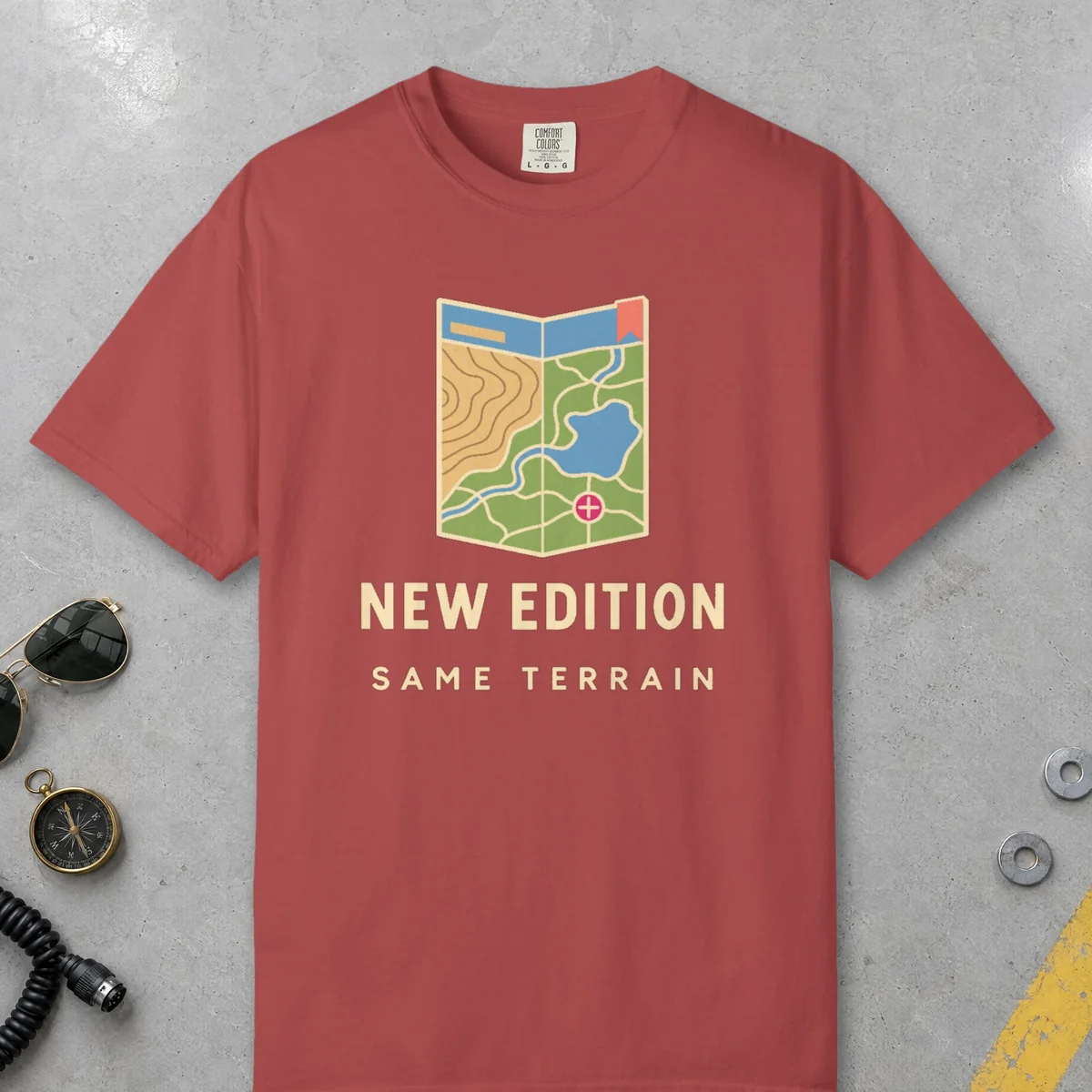 New Edition Tee in Crimson, front view