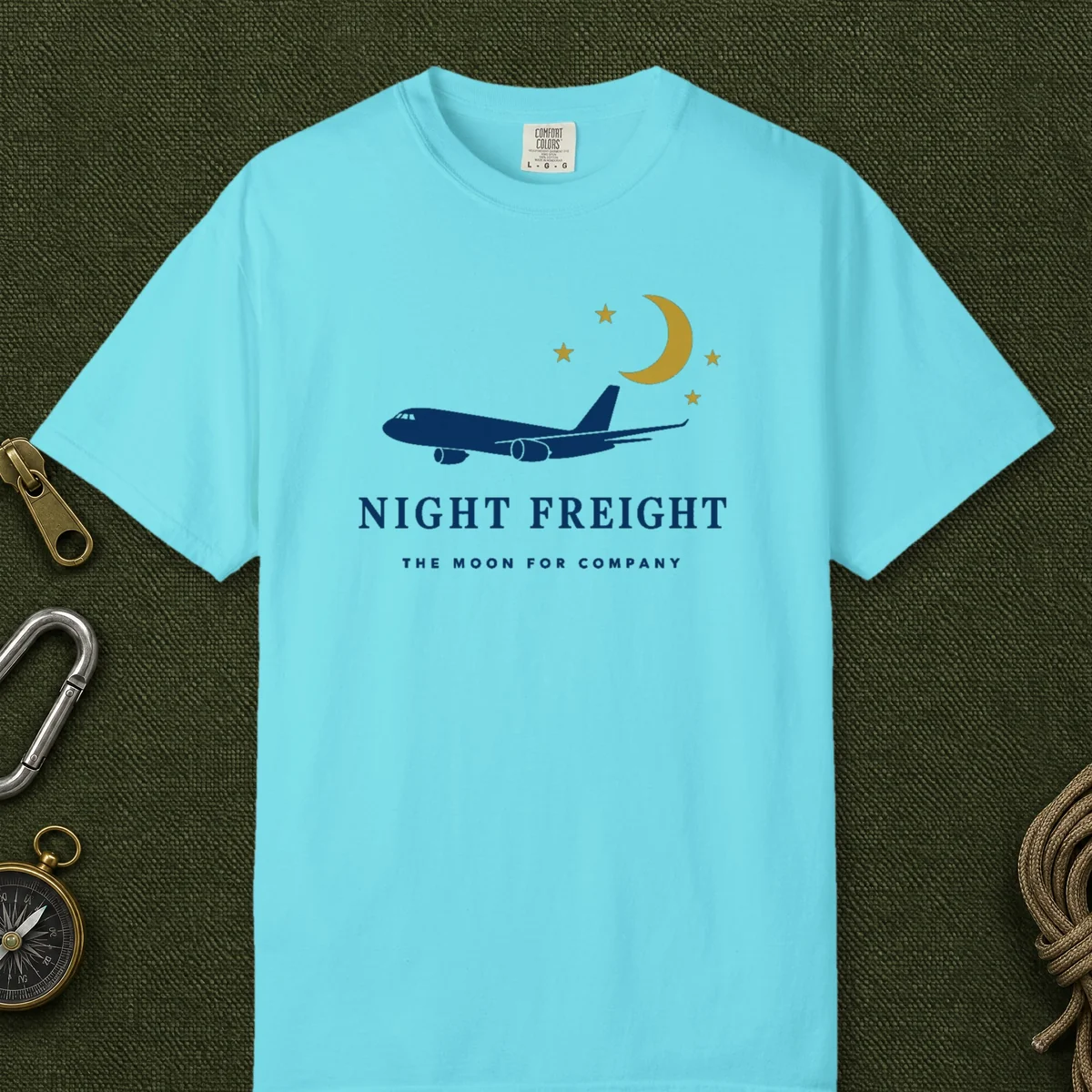 Night Freight Tee in Lagoon Blue, front view