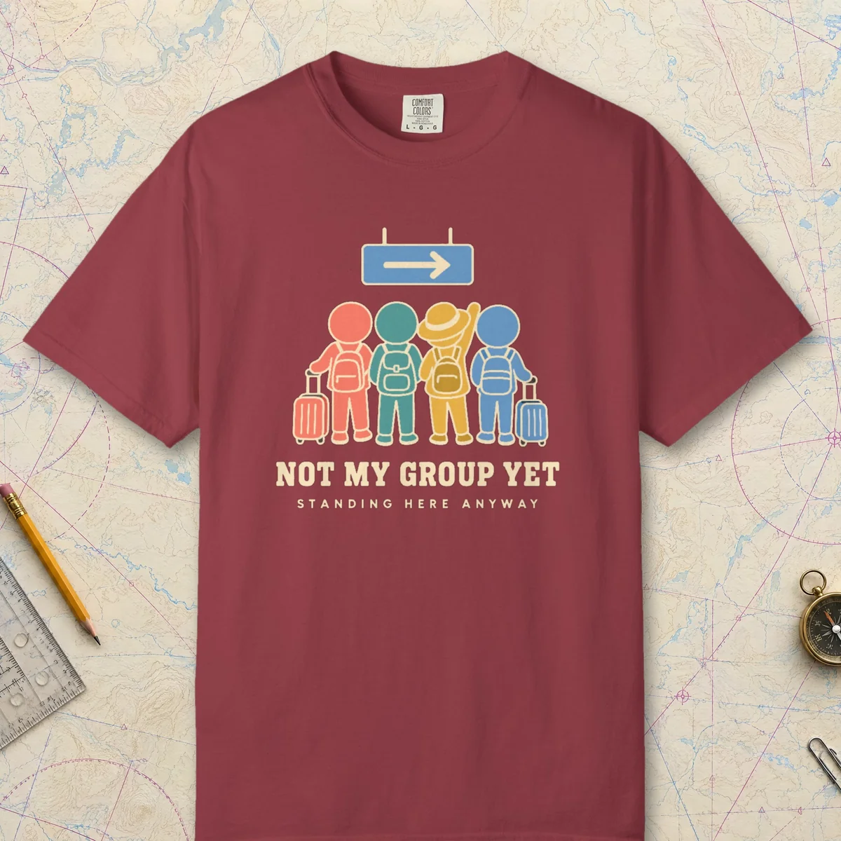 Not My Group Yet Tee in Chili, front view