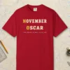 November Oscar Tee in Red, front view