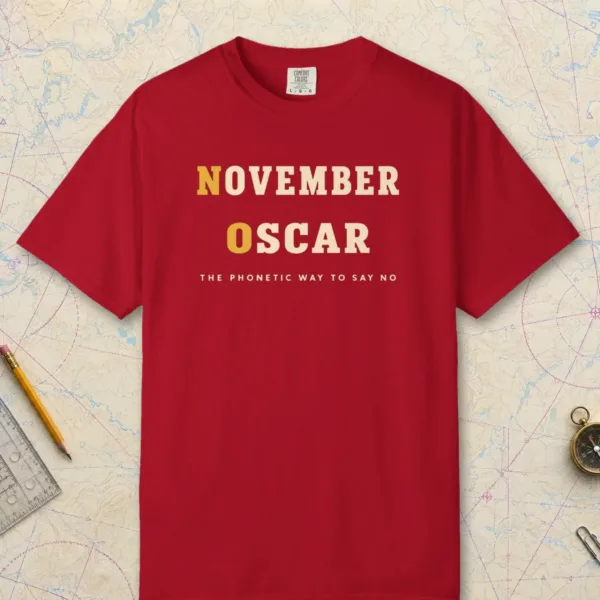 November Oscar Tee in Red, front view