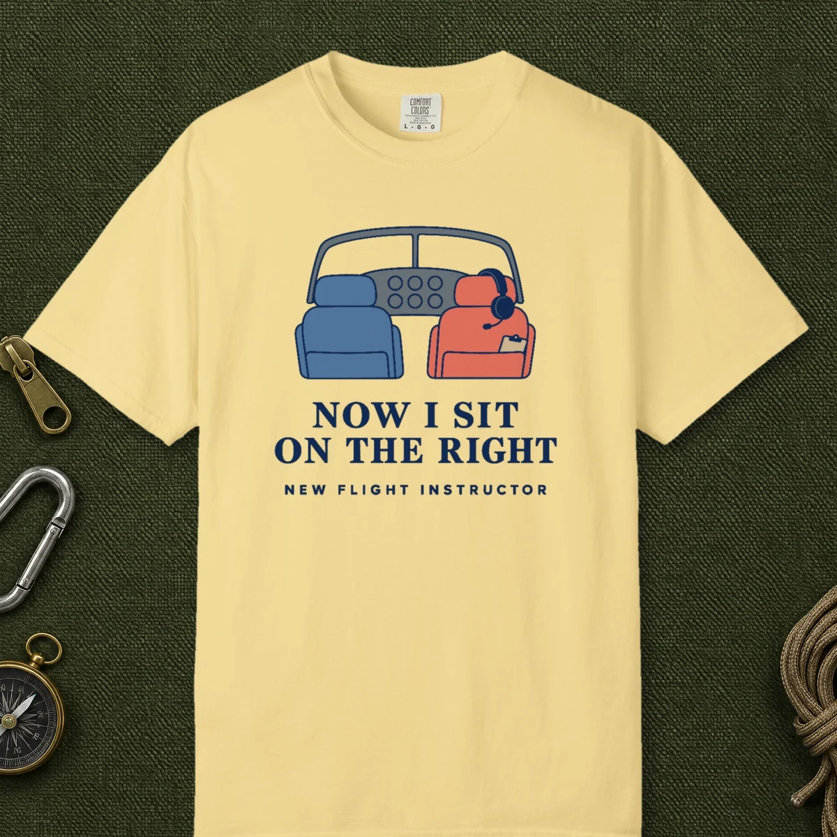 Now I Sit on the Right Tee in Butter, front view