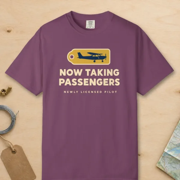 now-taking-passengers-tee-berry-front Now Taking Passengers Tee in Berry, front view