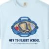 Off to Flight School Tee in Chambray, close-up