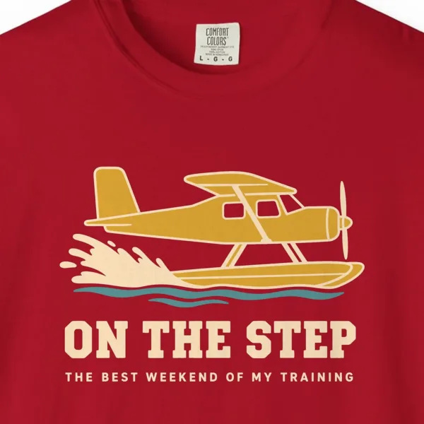on-the-step-tee-red-chest On the Step Tee in Red, close-up