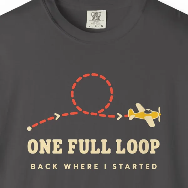 one-full-loop-tee-graphite-chest One Full Loop Tee in Graphite, close-up