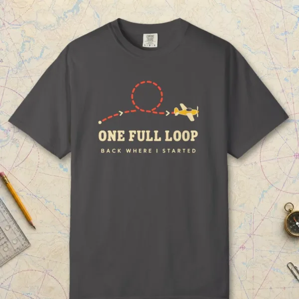 one-full-loop-tee-graphite-front One Full Loop Tee in Graphite, front view