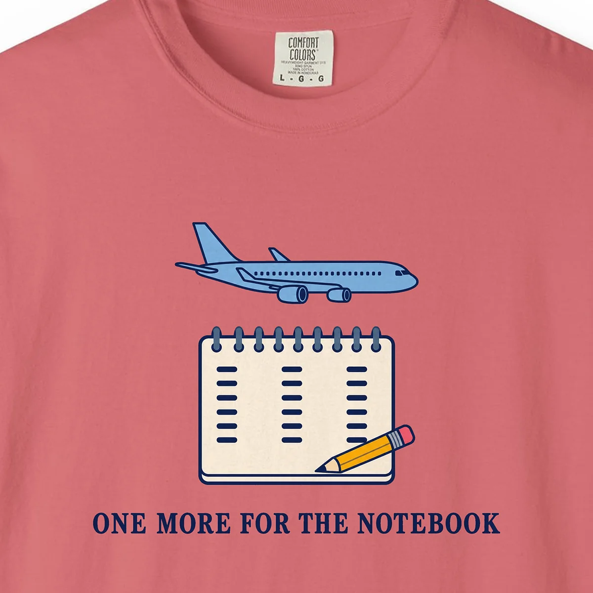 one-more-for-the-notebook-tee-watermelon-chest One More for the Notebook Tee in Watermelon, close-up