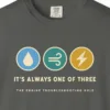 One of Three Tee in Pepper, close-up