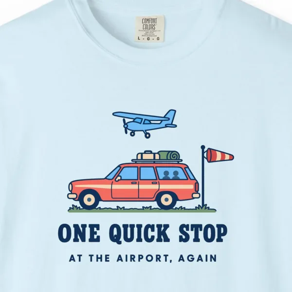 One Quick Stop Tee in Chambray, close-up