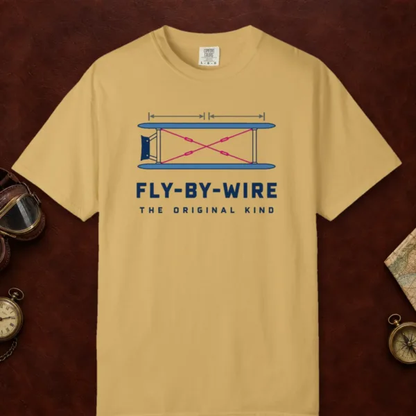 original-fly-by-wire-tee-mustard-front Original Fly-by-Wire Tee in Mustard, front view