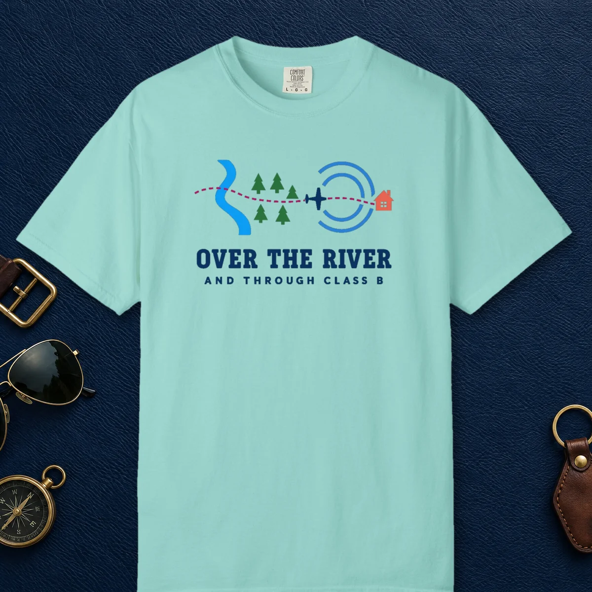 Over the River Tee in Chalky Mint, front view