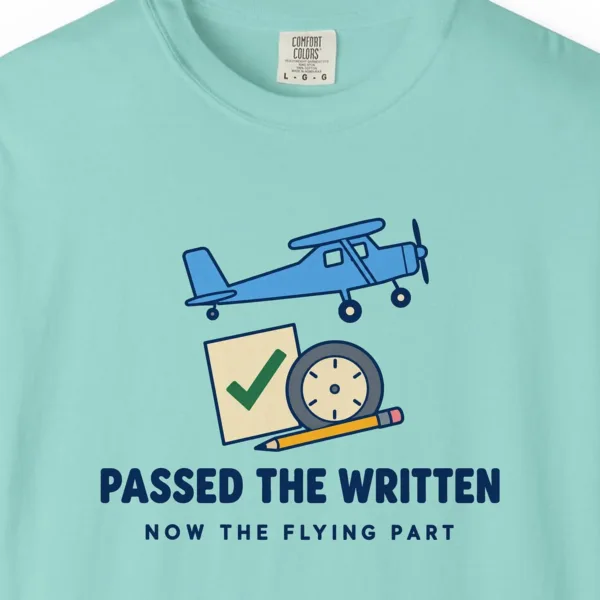 Passed the Written Tee in Chalky Mint, close-up
