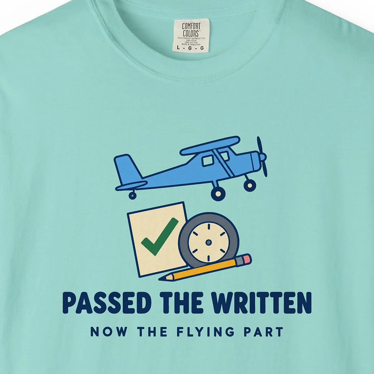 Passed the Written Tee in Chalky Mint, close-up