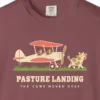 Pasture Landing Tee in Brick, close-up