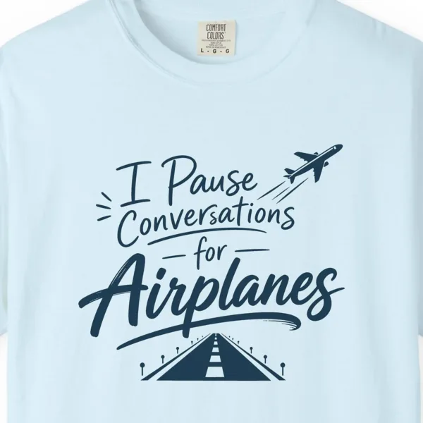 Pause Conversations Runway Tee in Chambray, close-up
