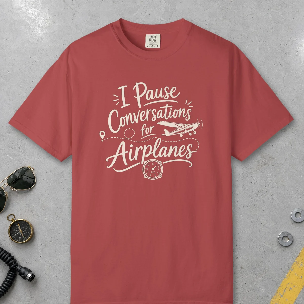 Pause Conversations Trainer Night Tee in Crimson, front view