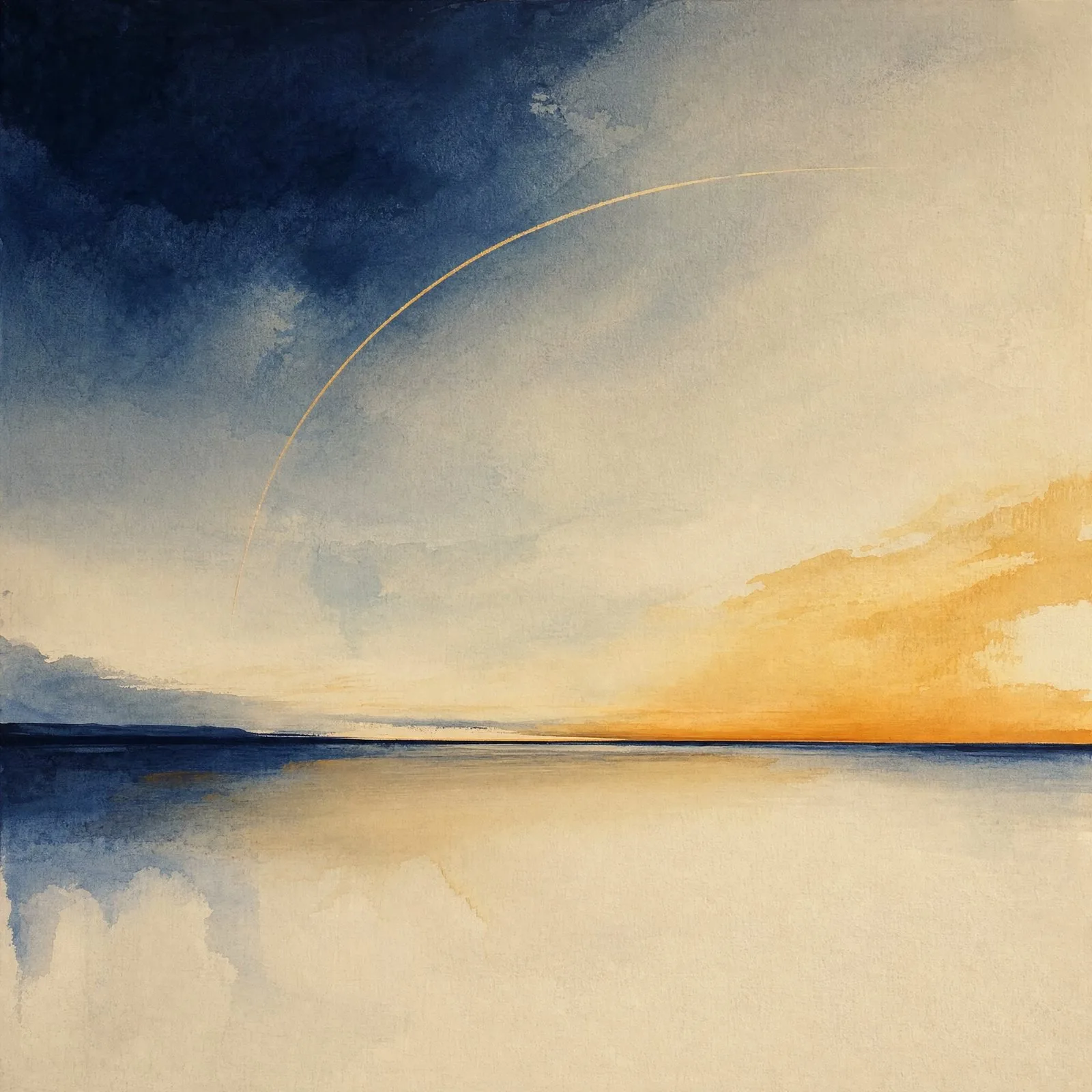 Abstract painting of a horizon and a flight path