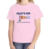 Pilot's Kid Windsock kids tee in Blossom, Comfort Colors 9018 youth tee, front view