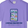 Postcard from Every Stop Tee in Violet, close-up