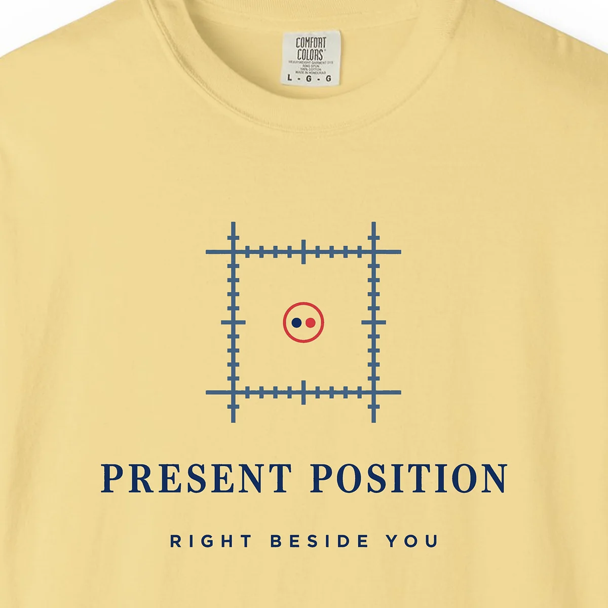 Present Position Tee in Butter, close-up