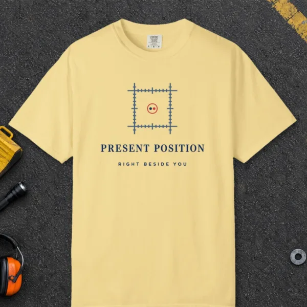 Present Position Tee in Butter, front view