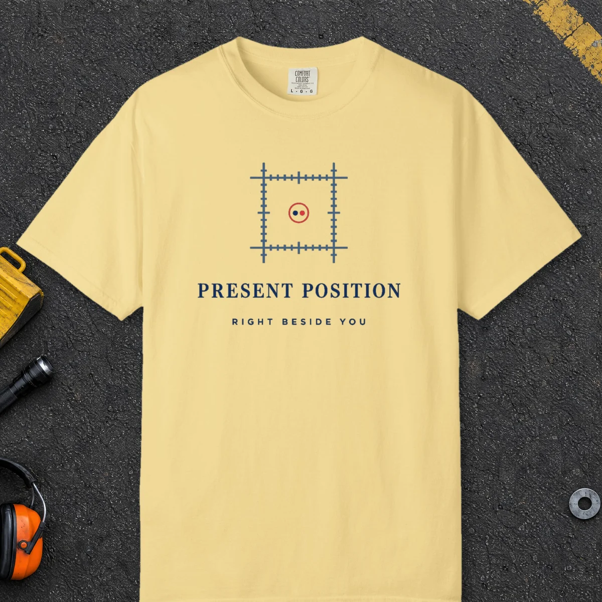 Present Position Tee in Butter, front view