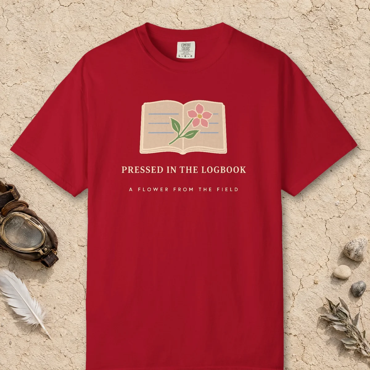 Pressed in the Logbook Tee in Red, front view