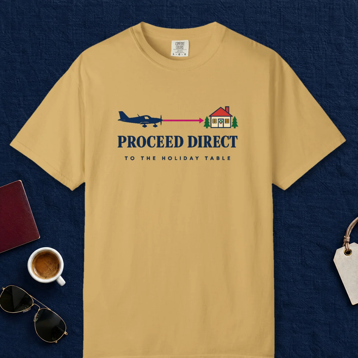 Proceed Direct Tee in Mustard, front view
