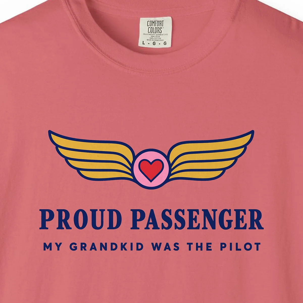 proud-passenger-tee-watermelon-chest Proud Passenger Tee in Watermelon, close-up
