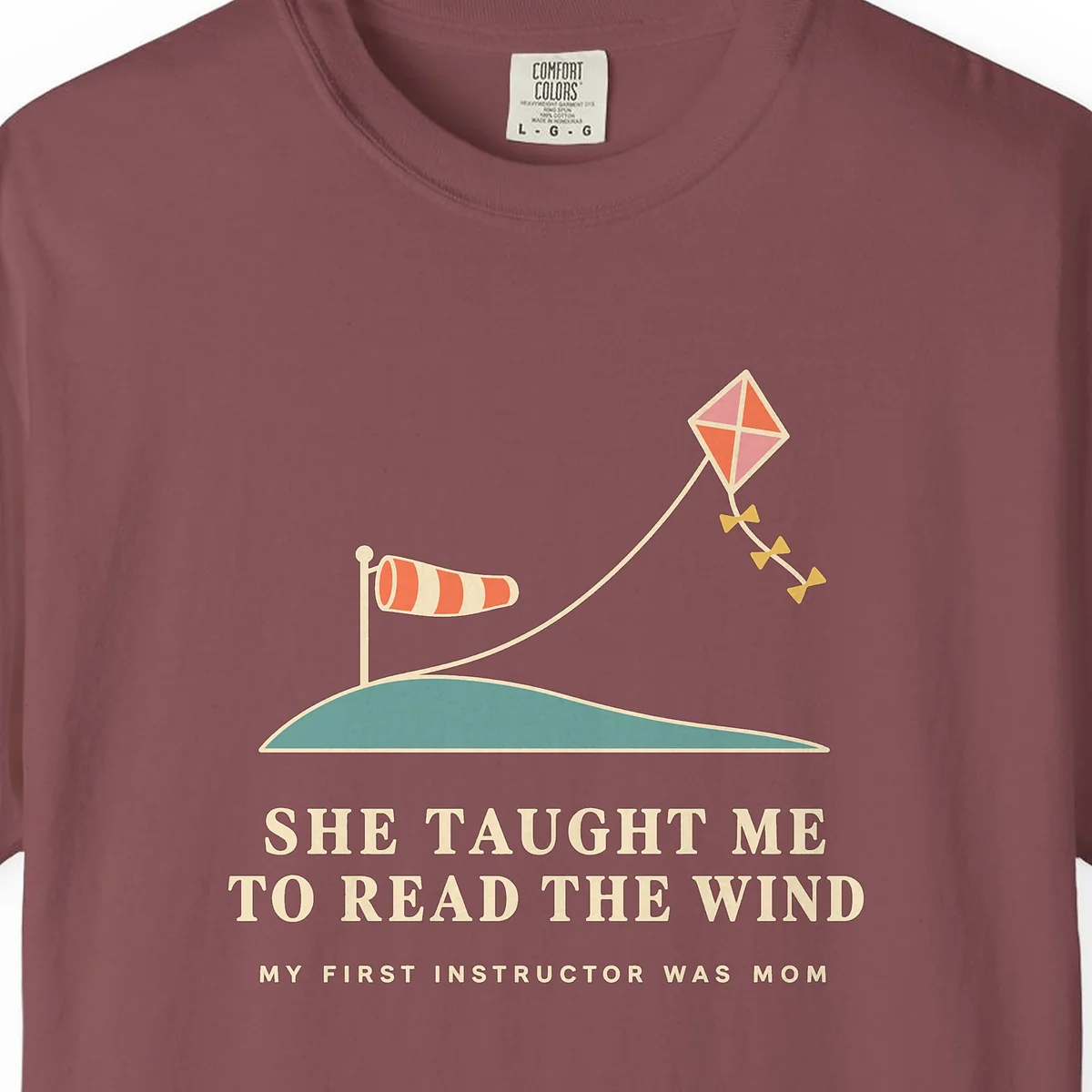 Read the Wind Tee in Brick, close-up