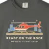 ready-on-the-roof-tee-pepper-chest Ready on the Roof Tee in Pepper, close-up