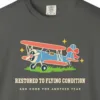 Restored to Flying Condition Tee in Pepper, close-up