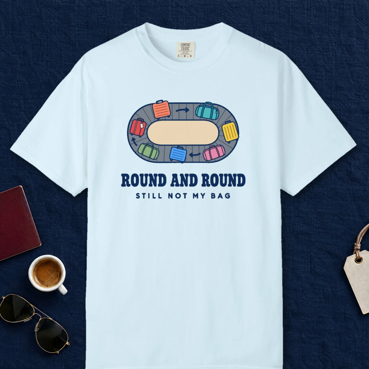Round and Round Tee in Chambray, front view