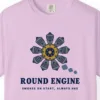 Round Engine Tee in Orchid, close-up
