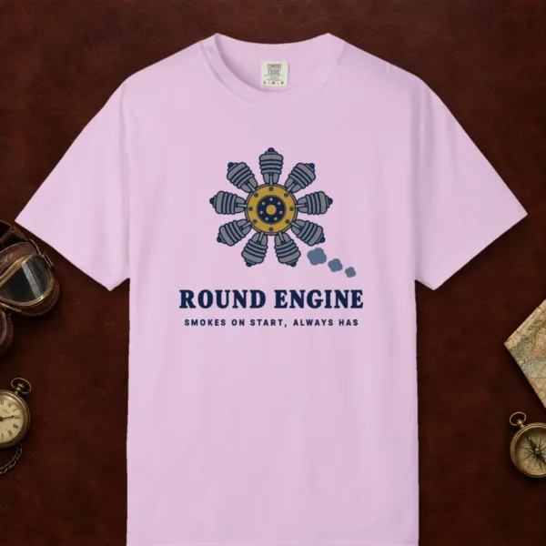Round Engine Tee in Orchid, front view