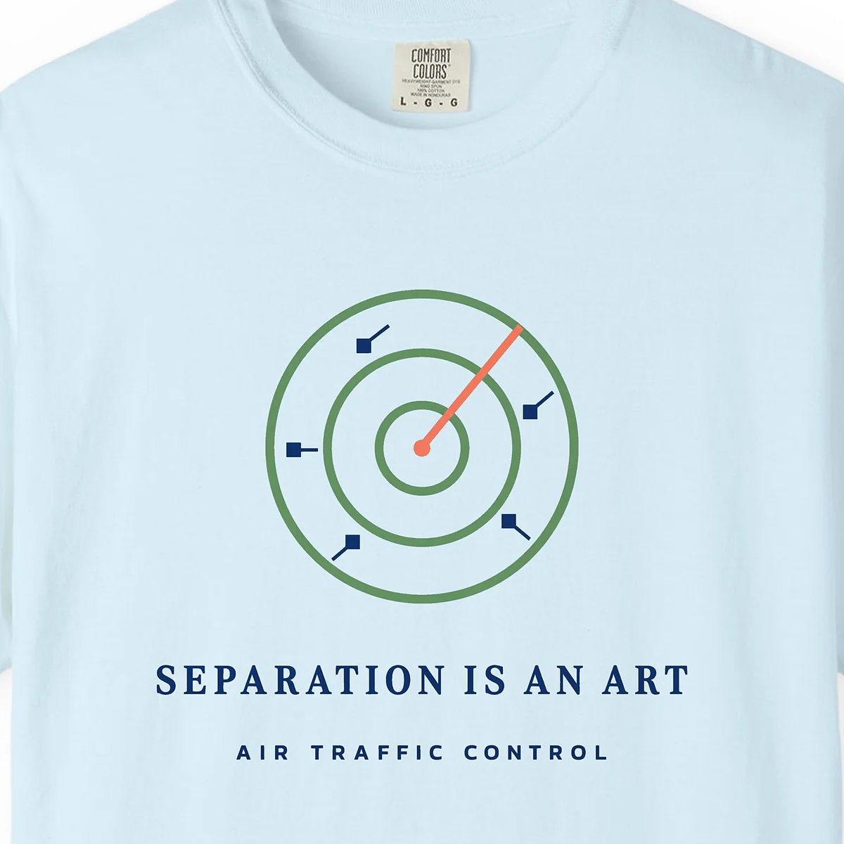 Separation Is an Art Tee in Chambray, close-up