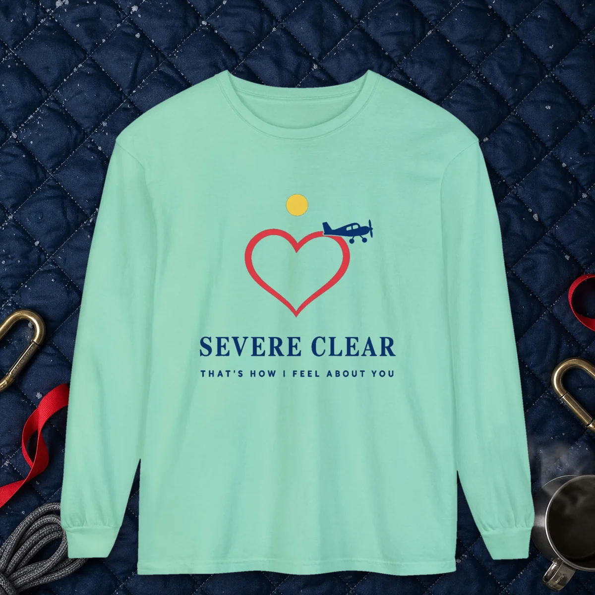 Severe Clear design on a Island Reef Comfort Colors 6014 long-sleeve tee, front view