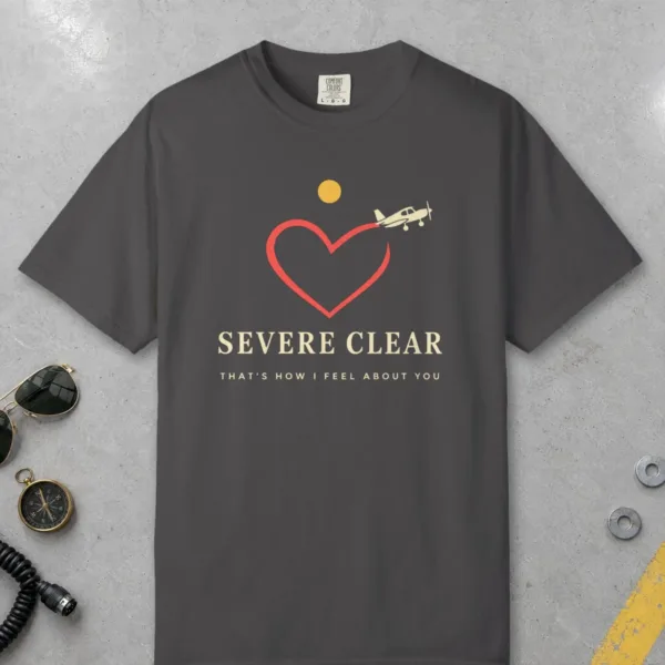 Severe Clear Tee in Graphite, front view