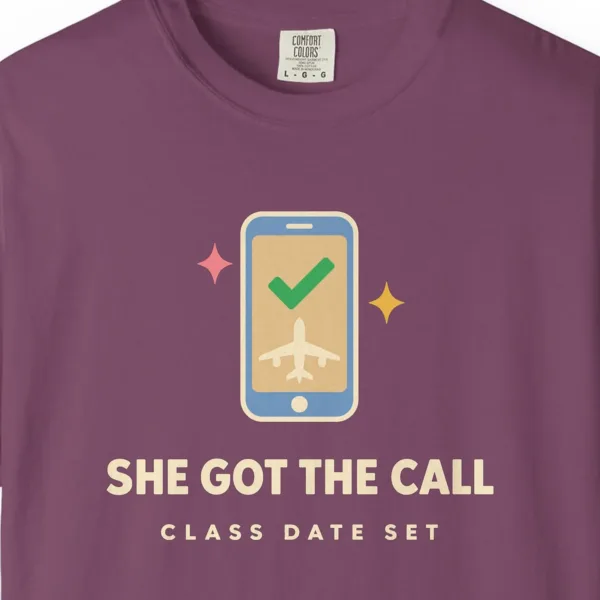 She Got the Call Tee in Berry, close-up