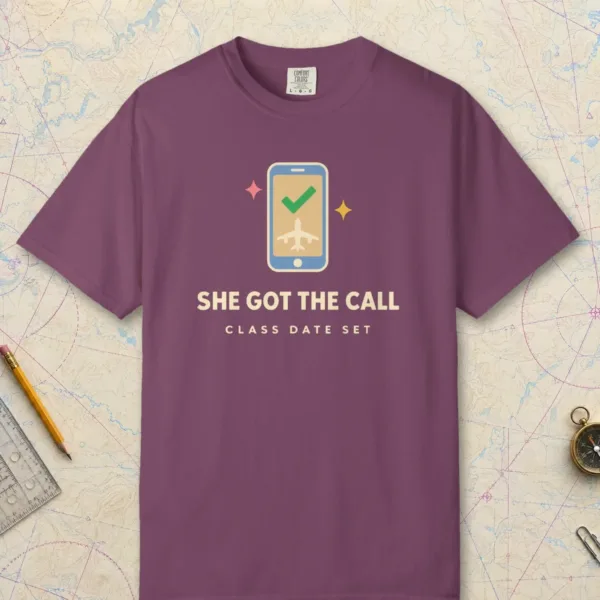 She Got the Call Tee in Berry, front view