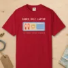 Shoes Belt Laptop Tee in Red, front view