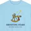shooting-stars-sweatshirt-chambray-chest Close-up of the Shooting Stars design printed on a Chambray Comfort Colors 1566 sweatshirt, with the ribbed collar