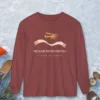 silk-scarf-long-sleeve-tee-brick-front Silk Scarf design on a Brick Comfort Colors 6014 long-sleeve tee, front view