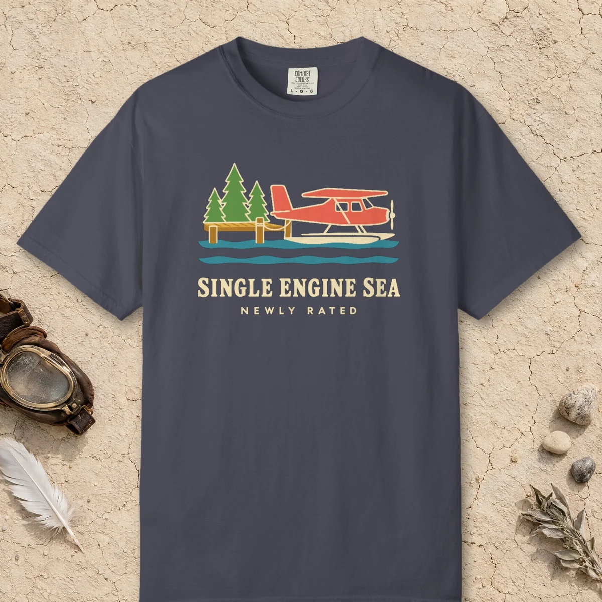 Single Engine Sea Tee in Navy, front view
