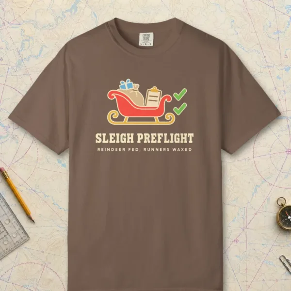 Sleigh Preflight Tee in Espresso, front view